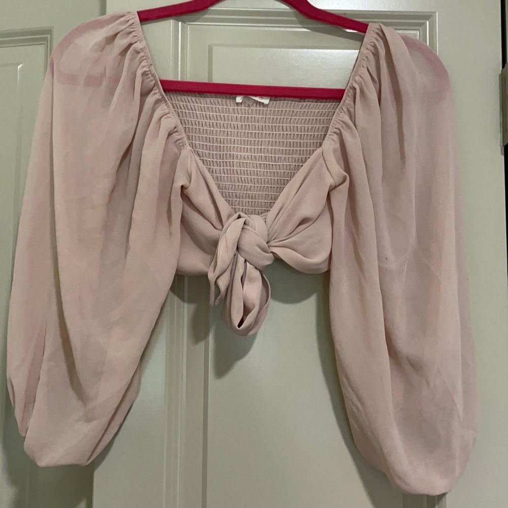 Blush BJ Front Tip Half Sleeve Crop Top